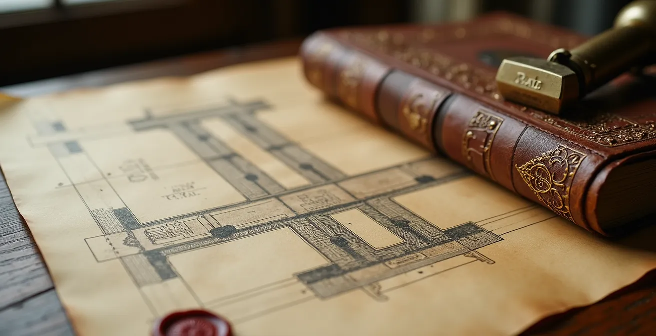 Detailaufnahme historischer Dokumente und Genehmigungen für Denkmalschutz