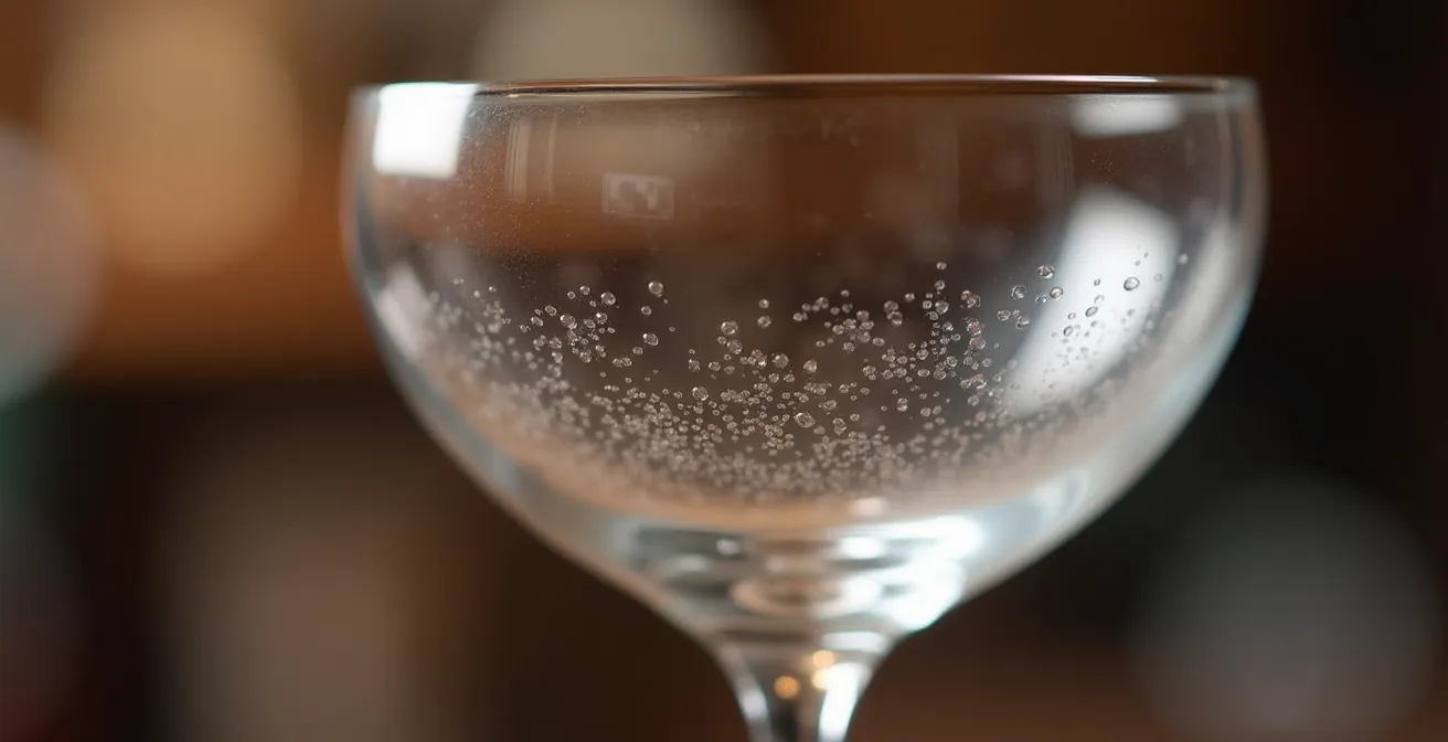 Makroaufnahme eines handgefertigten Glasrandes mit sichtbaren Qualitätsmerkmalen