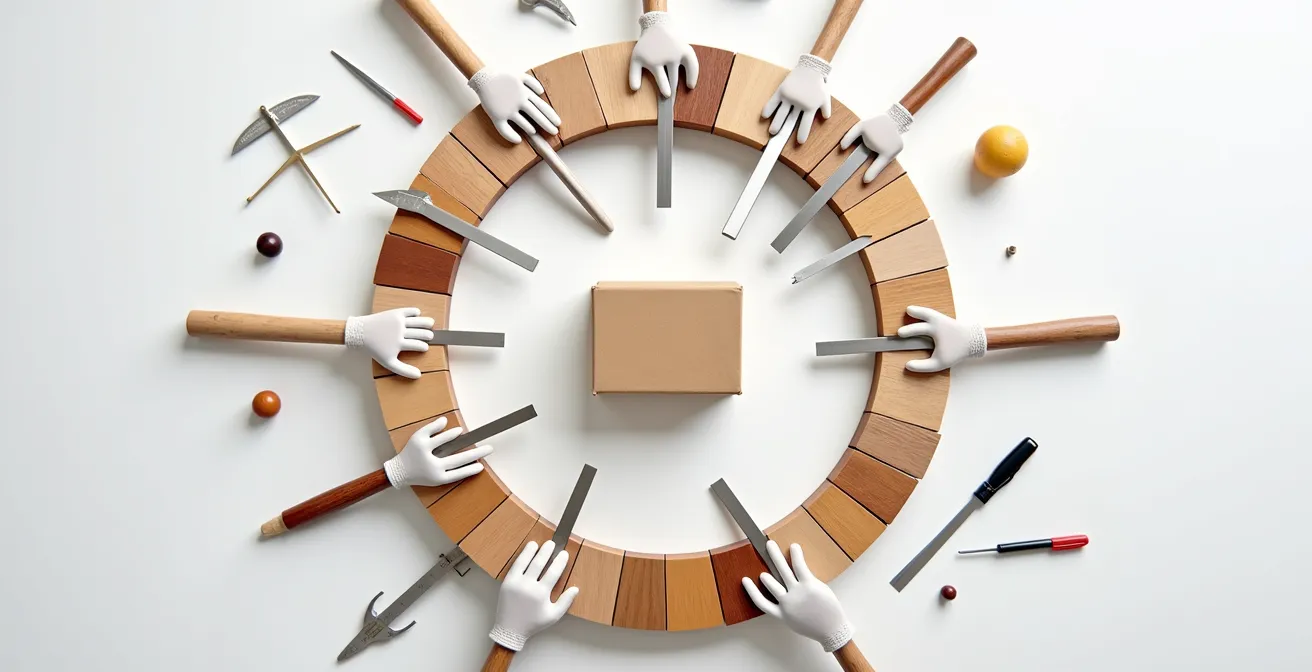 Symbolische Darstellung eines globalen Partnernetzwerks für Kunstlogistik