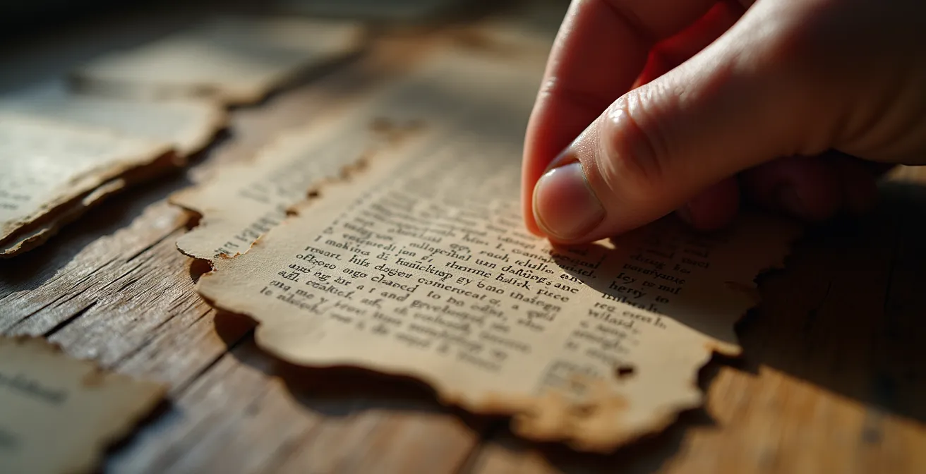 Detailaufnahme von Schwarzwaldholz und historischen Archivmaterialien