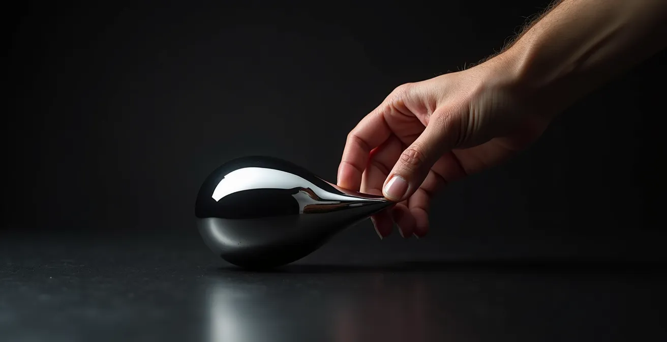 Hand greift nach scheinbar metallischem Objekt, das sich als Plastik entpuppt