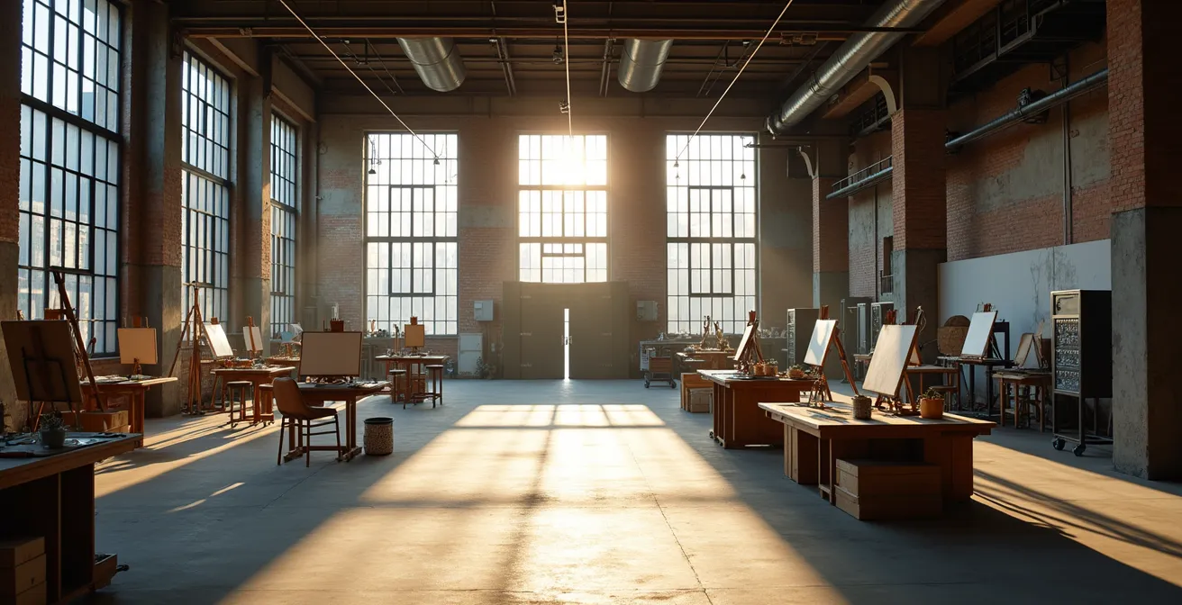Künstleratelier in historischem Industriegebäude mit bezahlbaren Mieten durch kommunalen Schutz